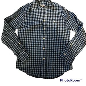 Merona Men's Shirt Blue Plaid Button Down Long Sleeve Classic Fit Sz S